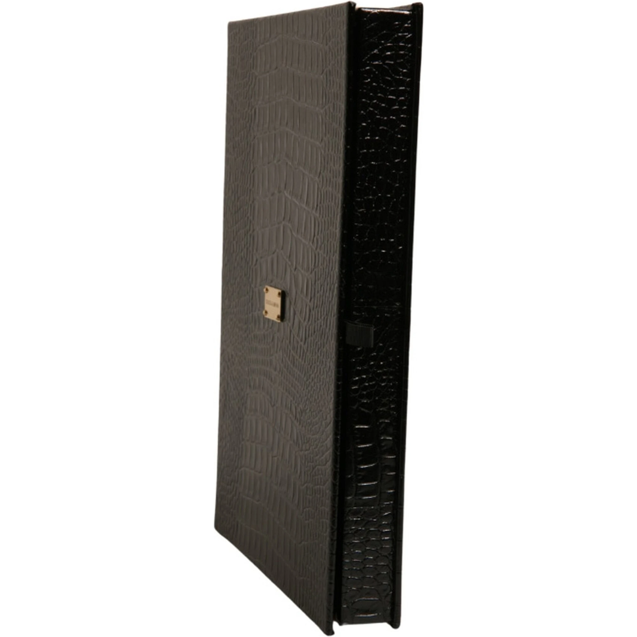 Elegant Black Leather Logo Plaque Holder Catalogue Case