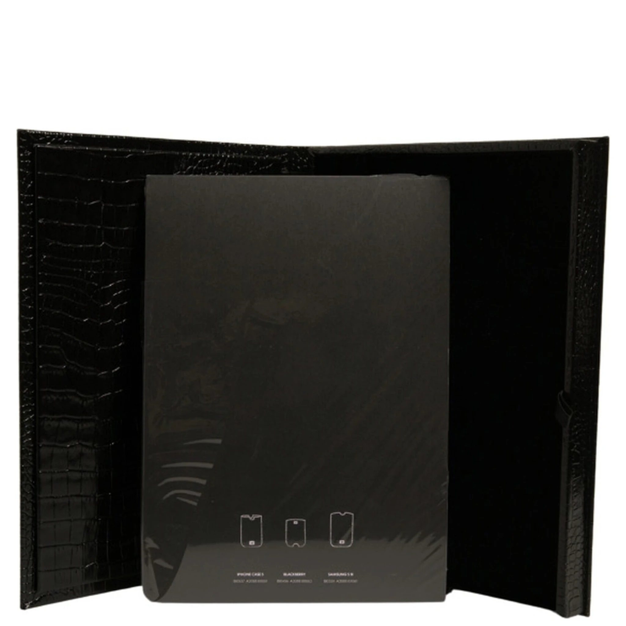 Elegant Black Leather Logo Plaque Holder Catalogue Case