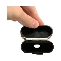 Black White Leather Scribble Embossed Logo Airpods Case