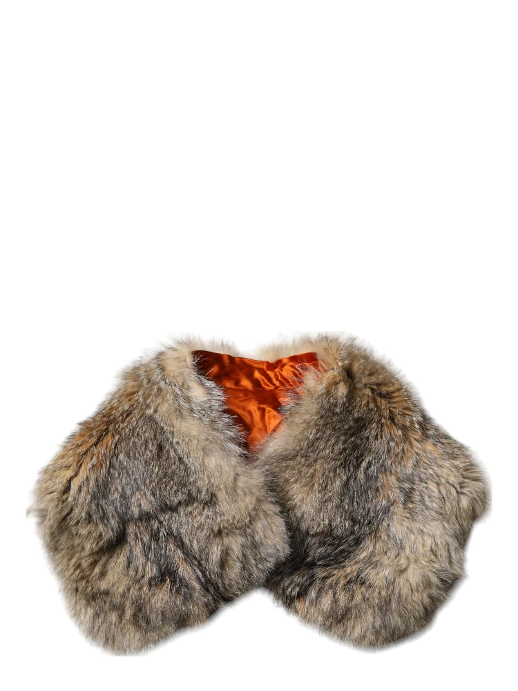 Brown Fur Shoulder Collar Neck Wrap Scarf
