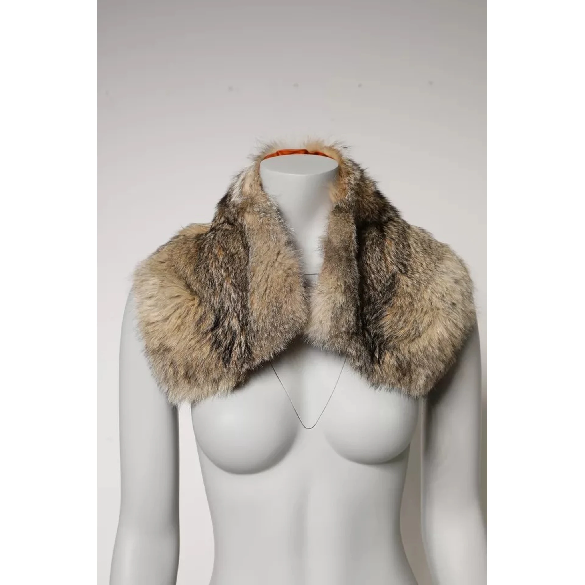 Brown Fur Shoulder Collar Neck Wrap Scarf
