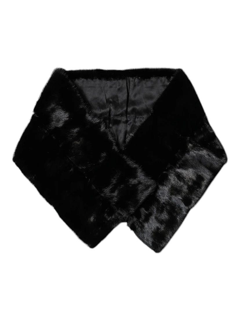 Black Fur Shawl Neck Wrap Cover Collar Scarf