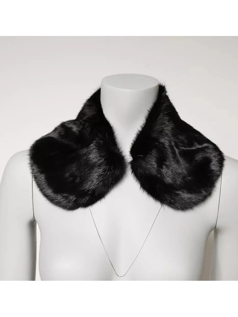 Black Fur Shawl Neck Wrap Cover Collar Scarf