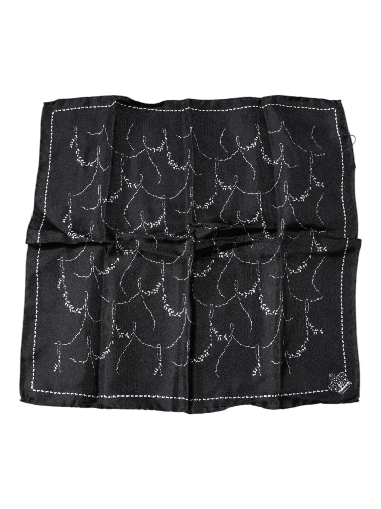 Black Patterned Silk Handkerchief Scarf alternative