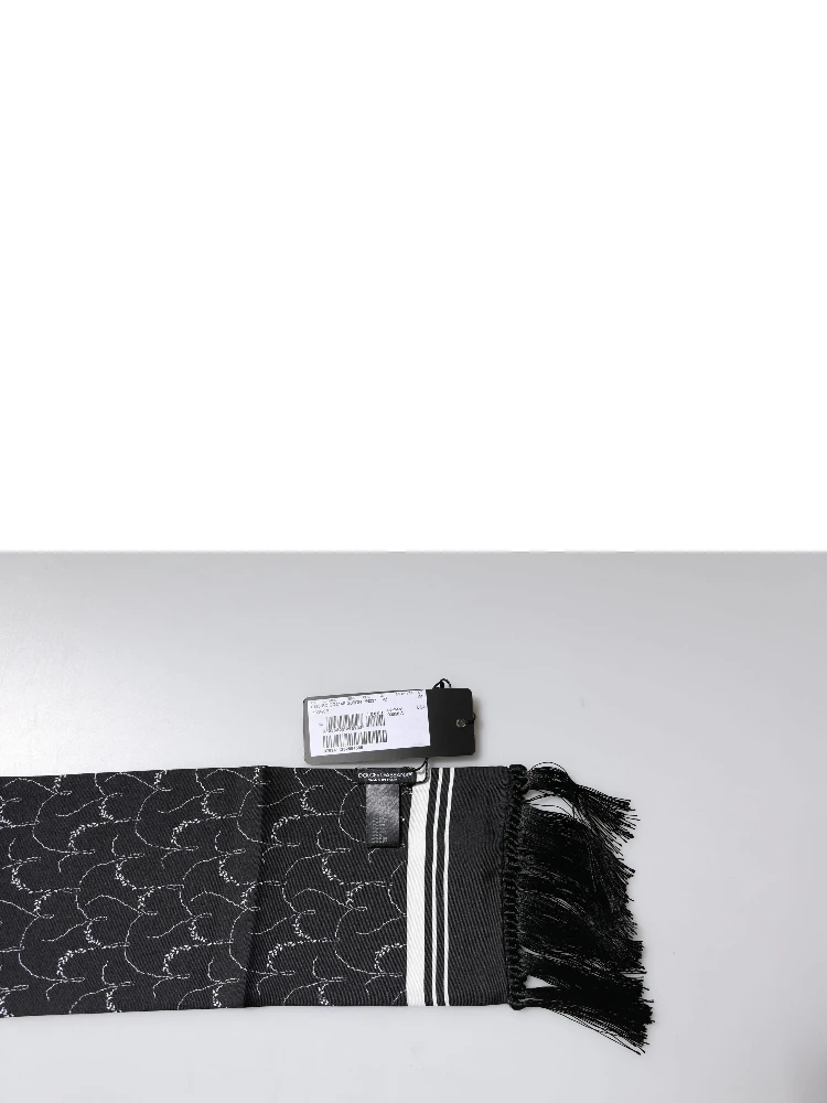 Black Patterned Skinny Fringes Shawl Scarf alternative
