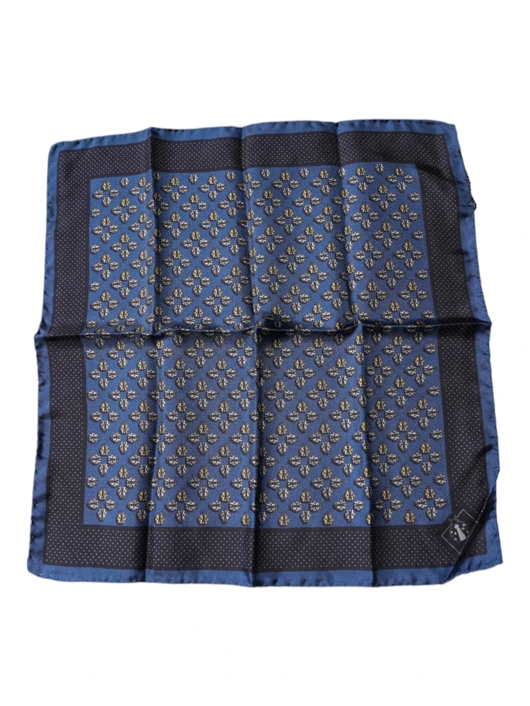 Blue Lady Bug Silk Square Handkerchief Scarf