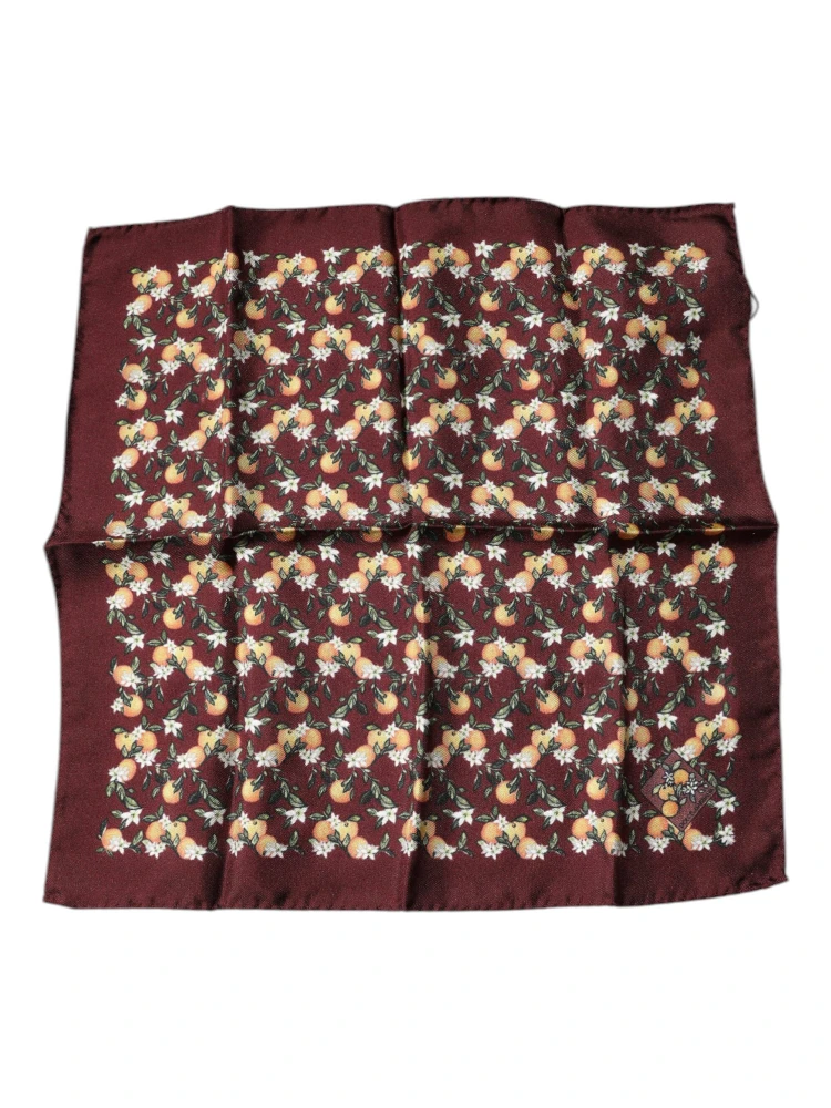 Maroon Oranges Silk Square Handkerchief Scarf