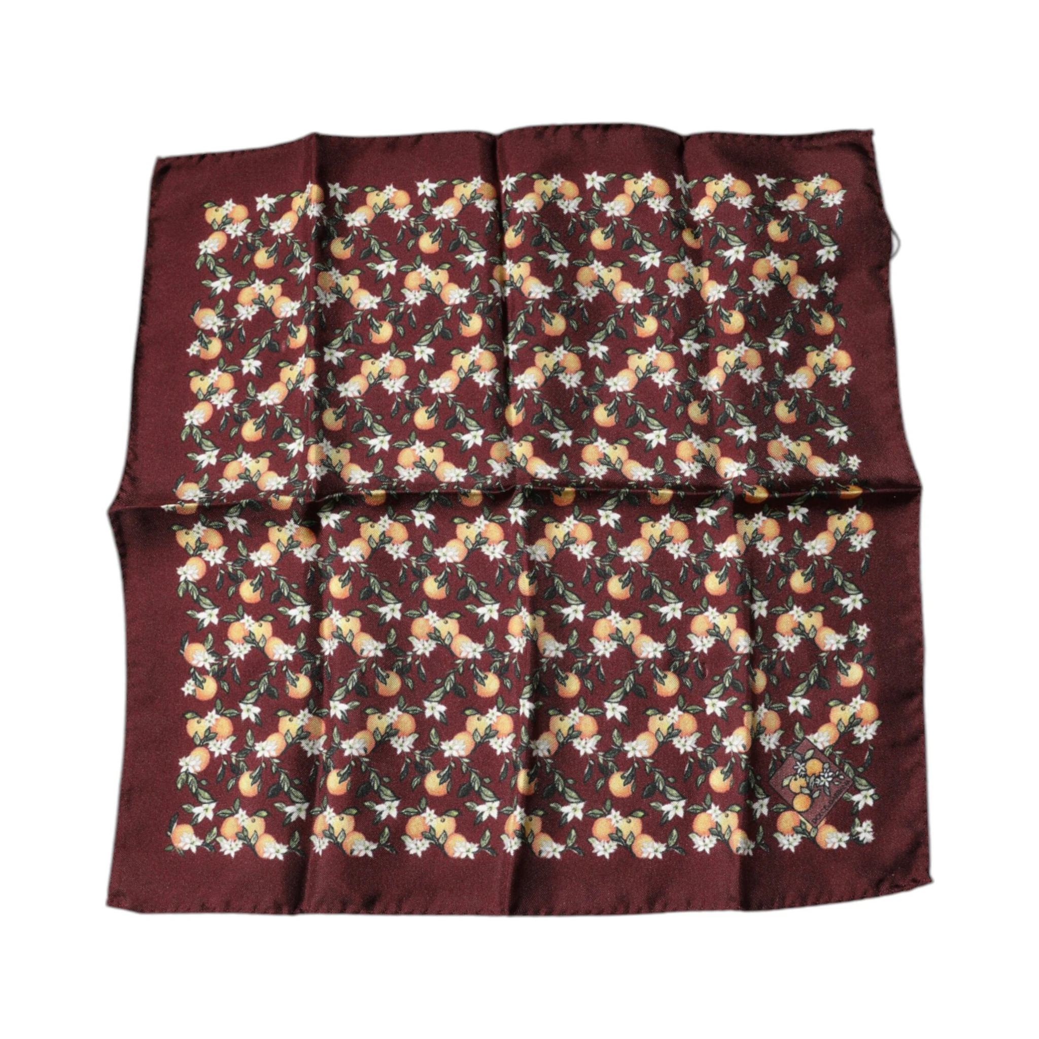 Maroon Oranges Silk Square Handkerchief Scarf