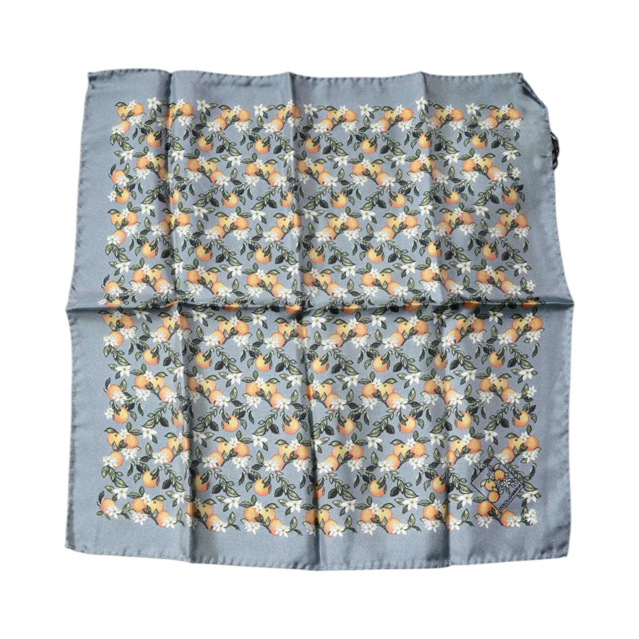 Gray Oranges Silk Square Handkerchief Scarf