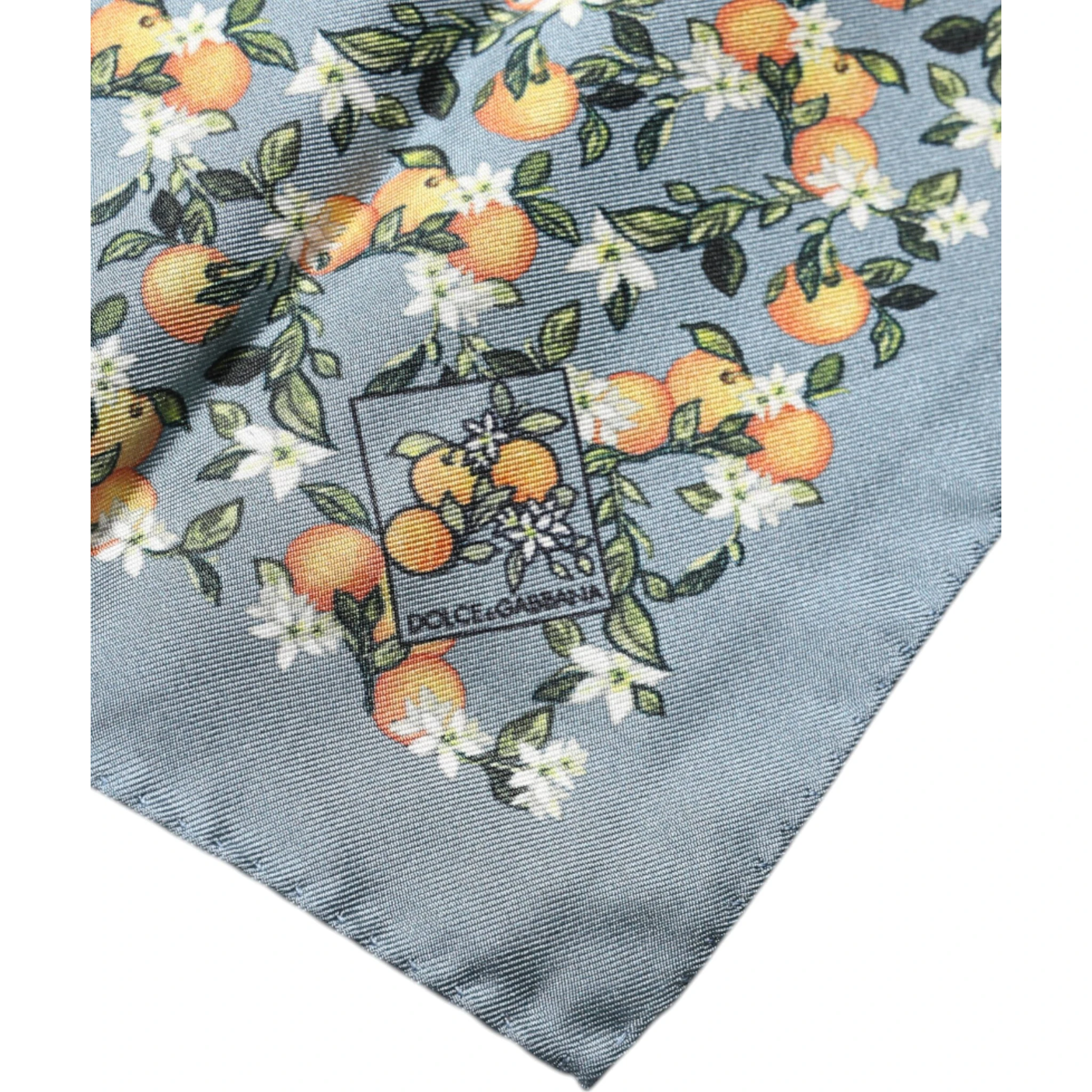 Gray Oranges Silk Square Handkerchief Scarf