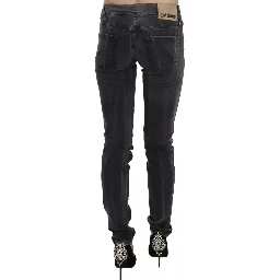 Grey Washed Low Waist Zipper Side Skinny Denim Jeans