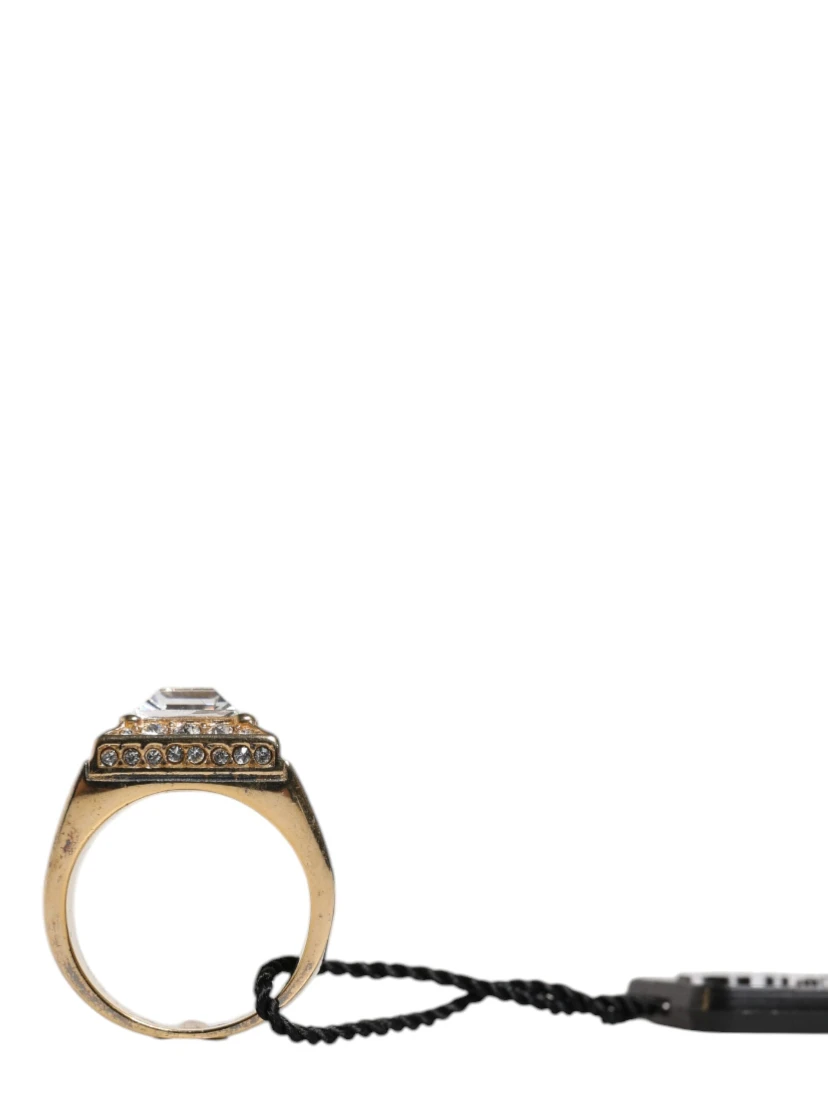 Gold Tone Sterling Silver 925 Crystals Ring