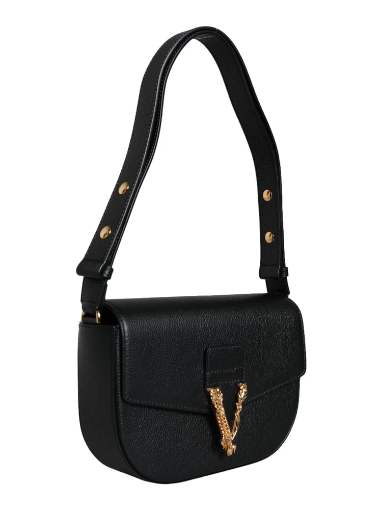 Black Grainy Calf Leather Logo Crossbody Shoulder Bag alternative