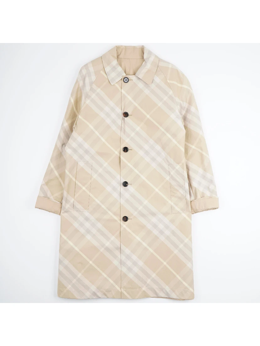 Reversible check-print coat