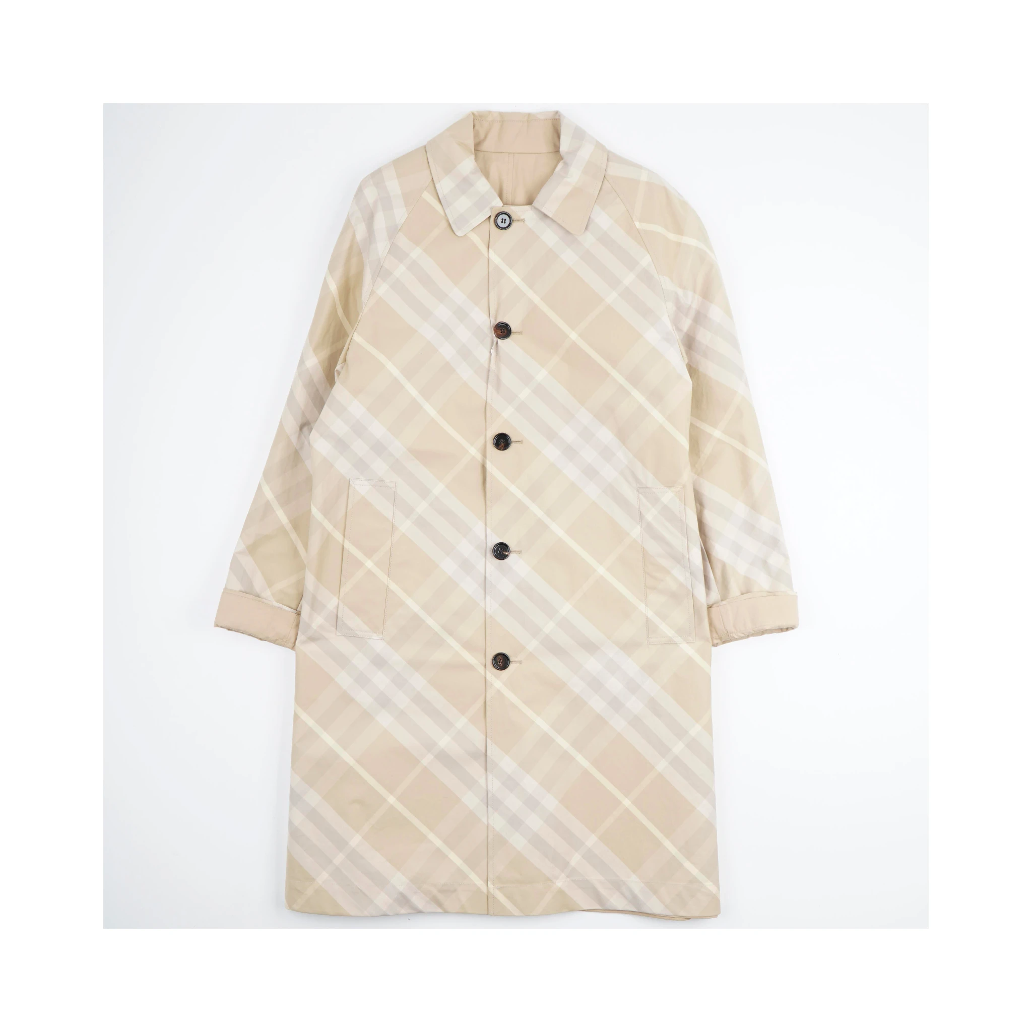 Reversible check-print coat