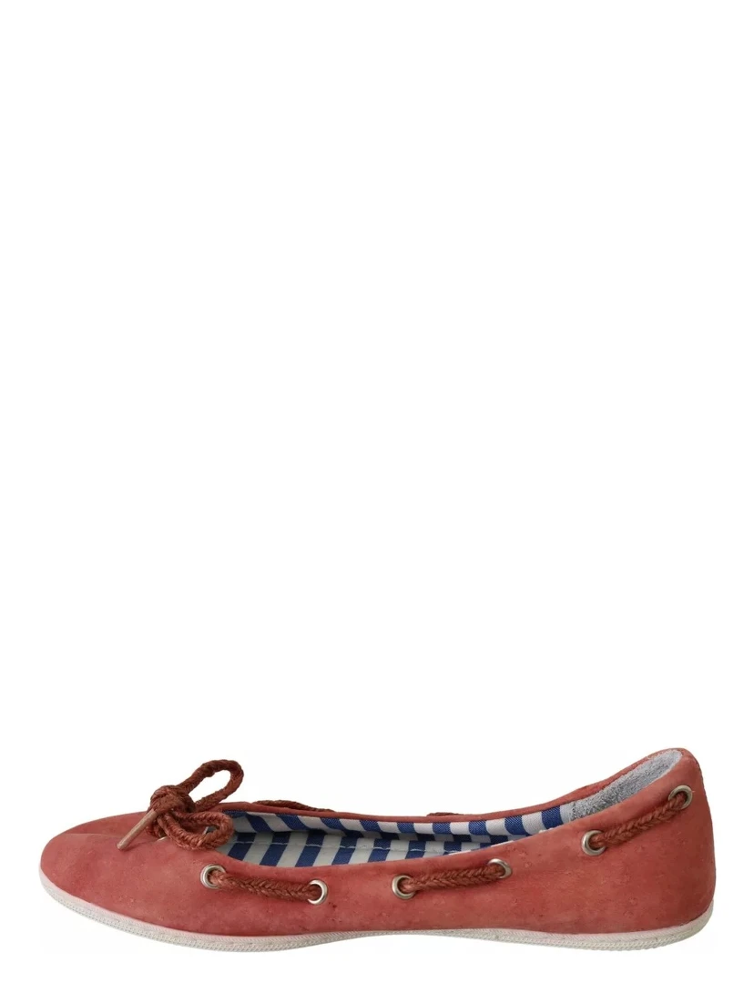 Scarlet Red Blue Stripe Flat Slip-On Shoes