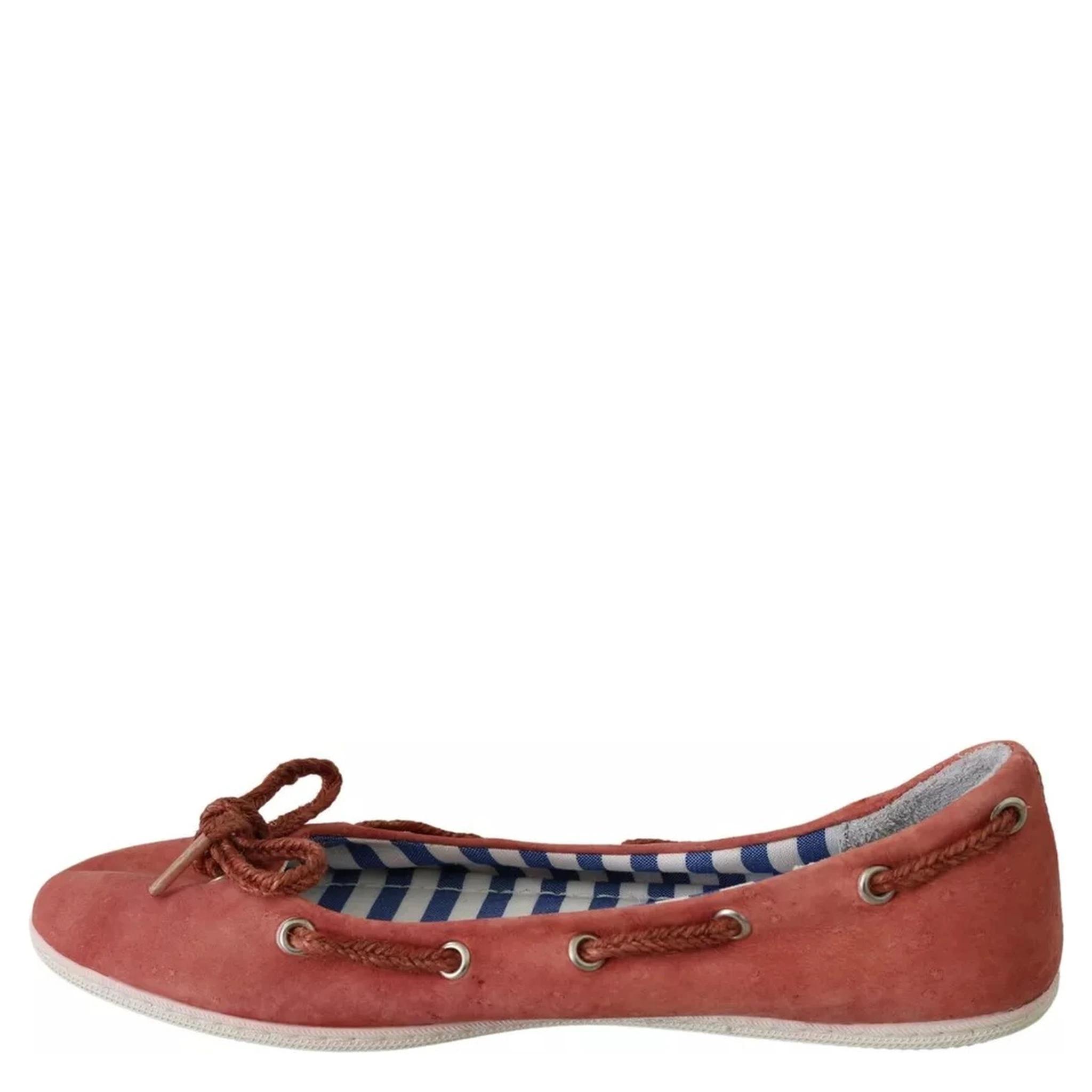 Scarlet Red Blue Stripe Flat Slip-On Shoes