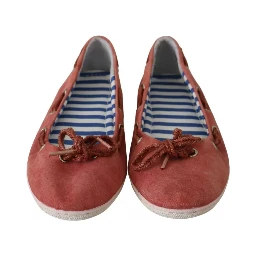 Scarlet Red Blue Stripe Flat Slip-On Shoes