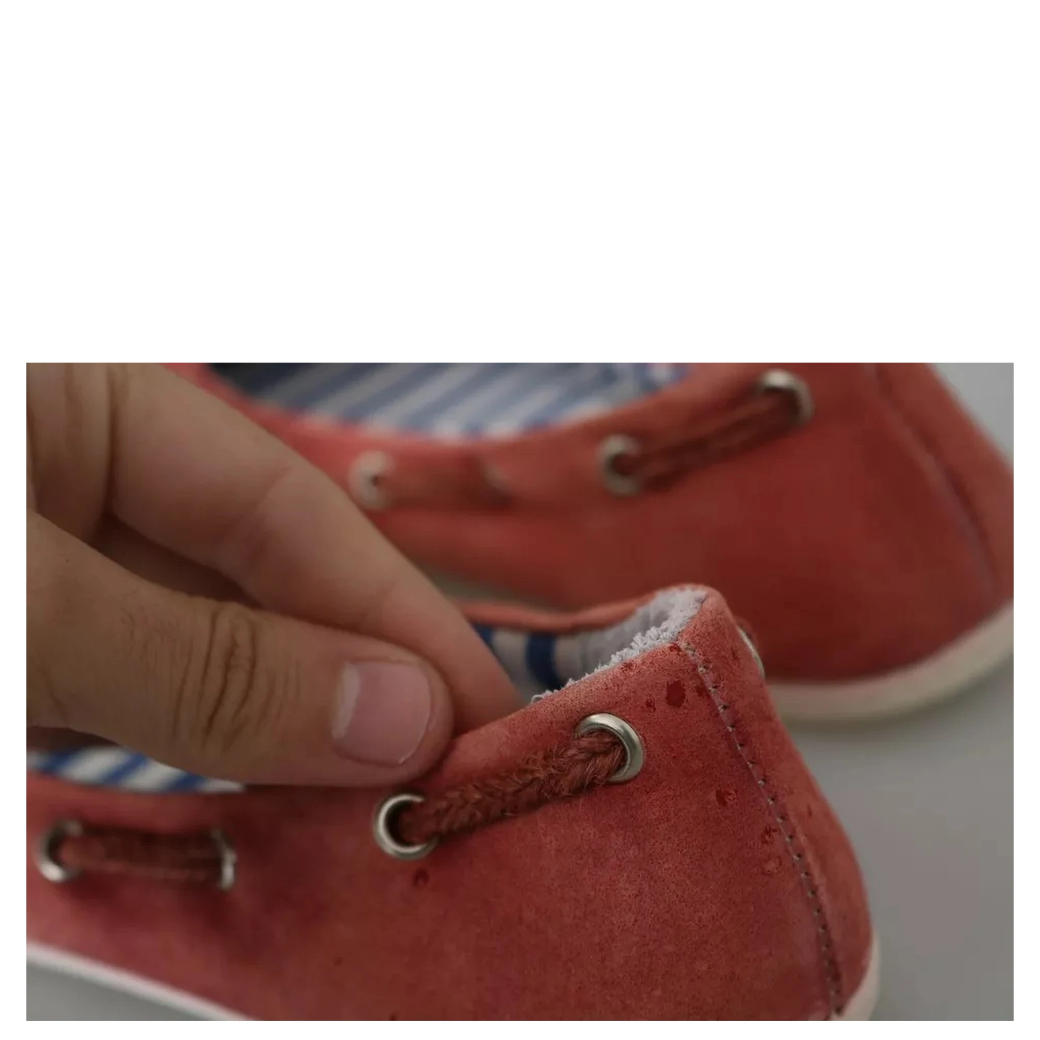 Scarlet Red Blue Stripe Flat Slip-On Shoes