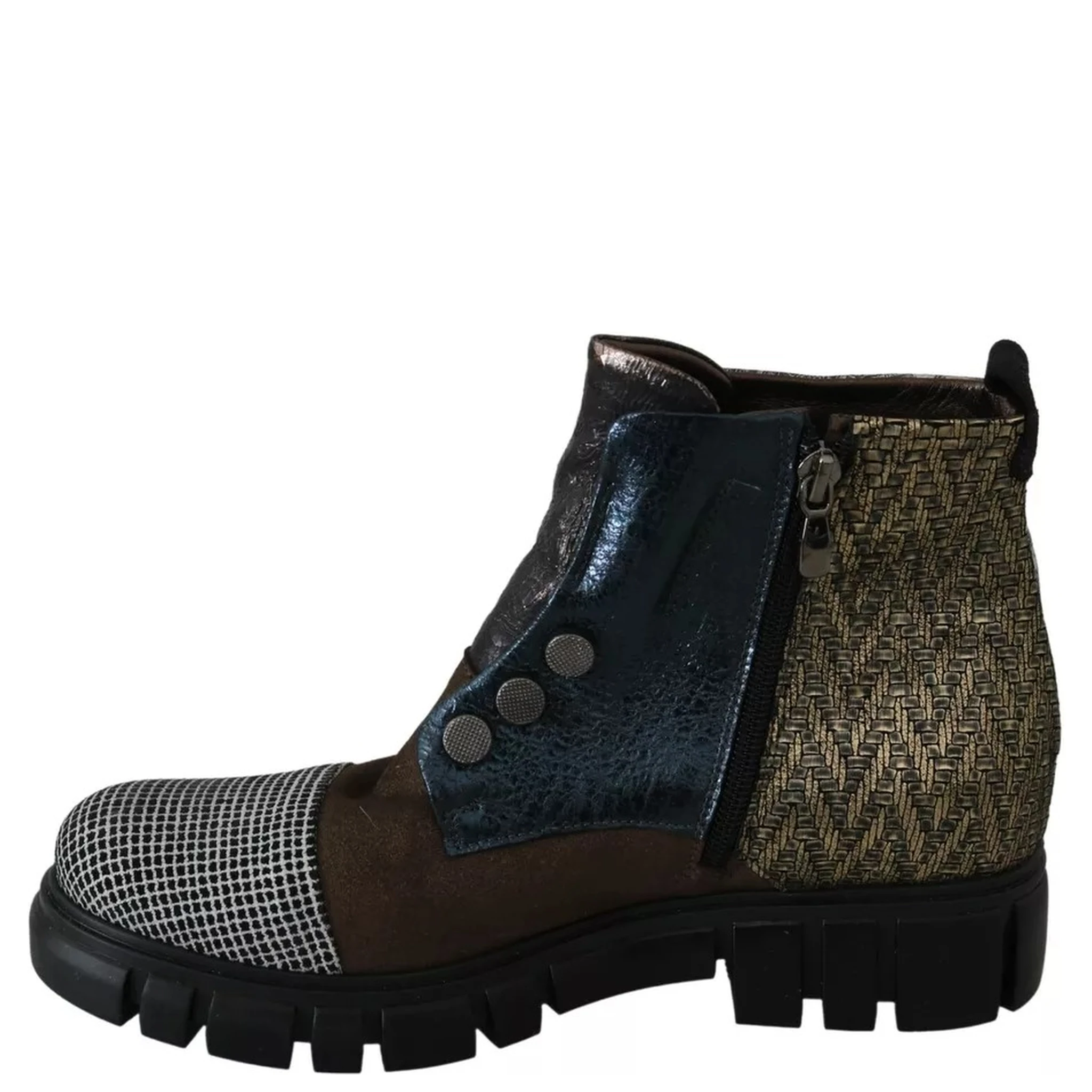 Multicolor Leather Suede Zipper Ankle Boots Shoes