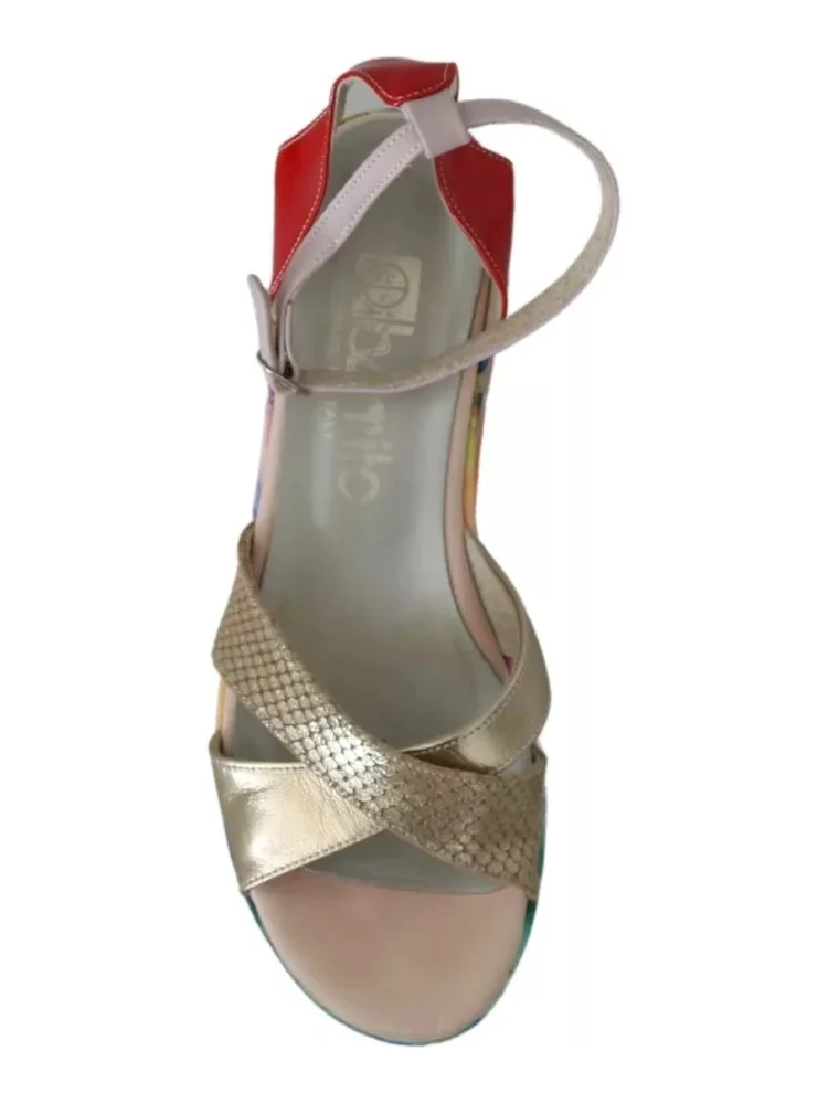 Multicolor Leather Ankle Strap Wedge Heel Sandals Shoes alternative