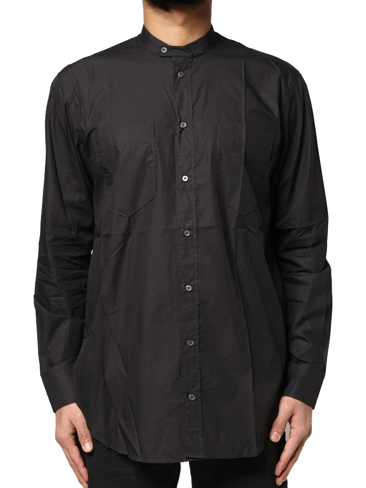 Black Cotton Button Down Men Casual Shirt