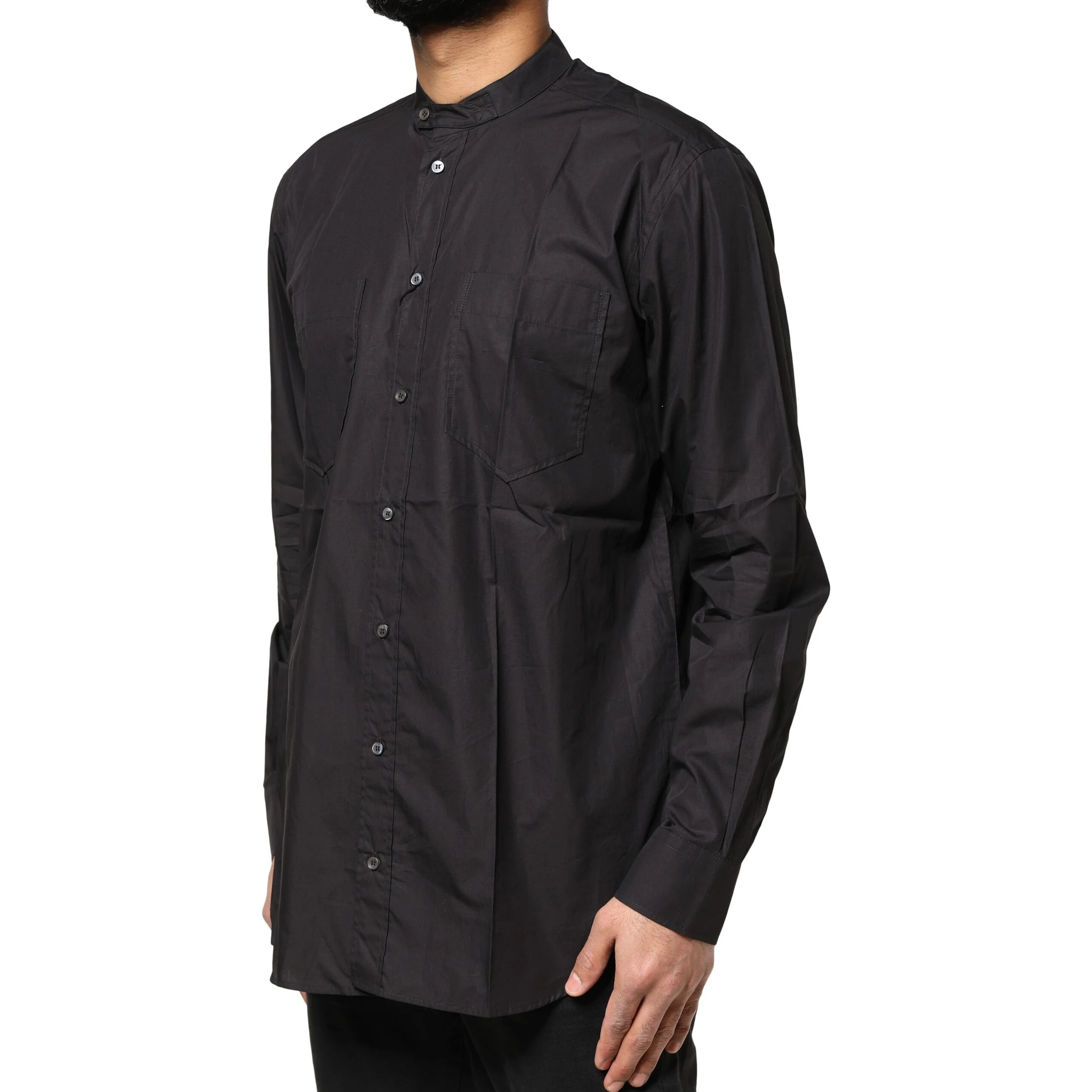 Black Cotton Button Down Men Casual Shirt