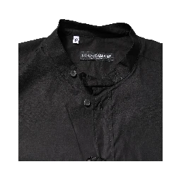 Black Cotton Button Down Men Casual Shirt