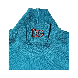 Blue Cotton Turtleneck Long Sleeves Sweater