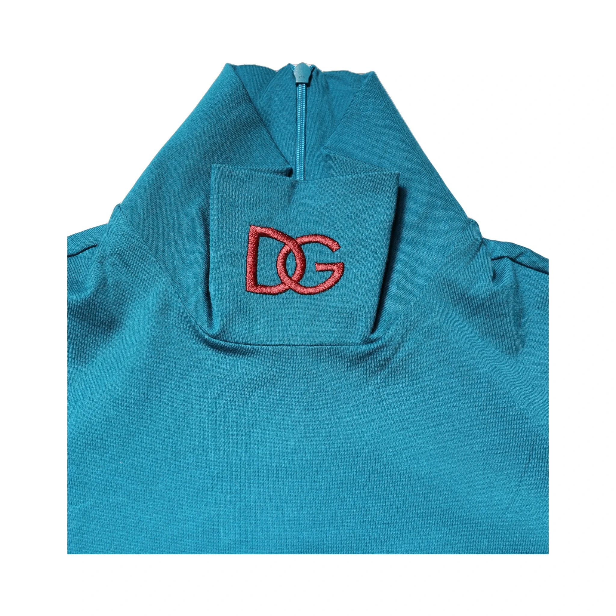 Blue Cotton Turtleneck Long Sleeves Sweater