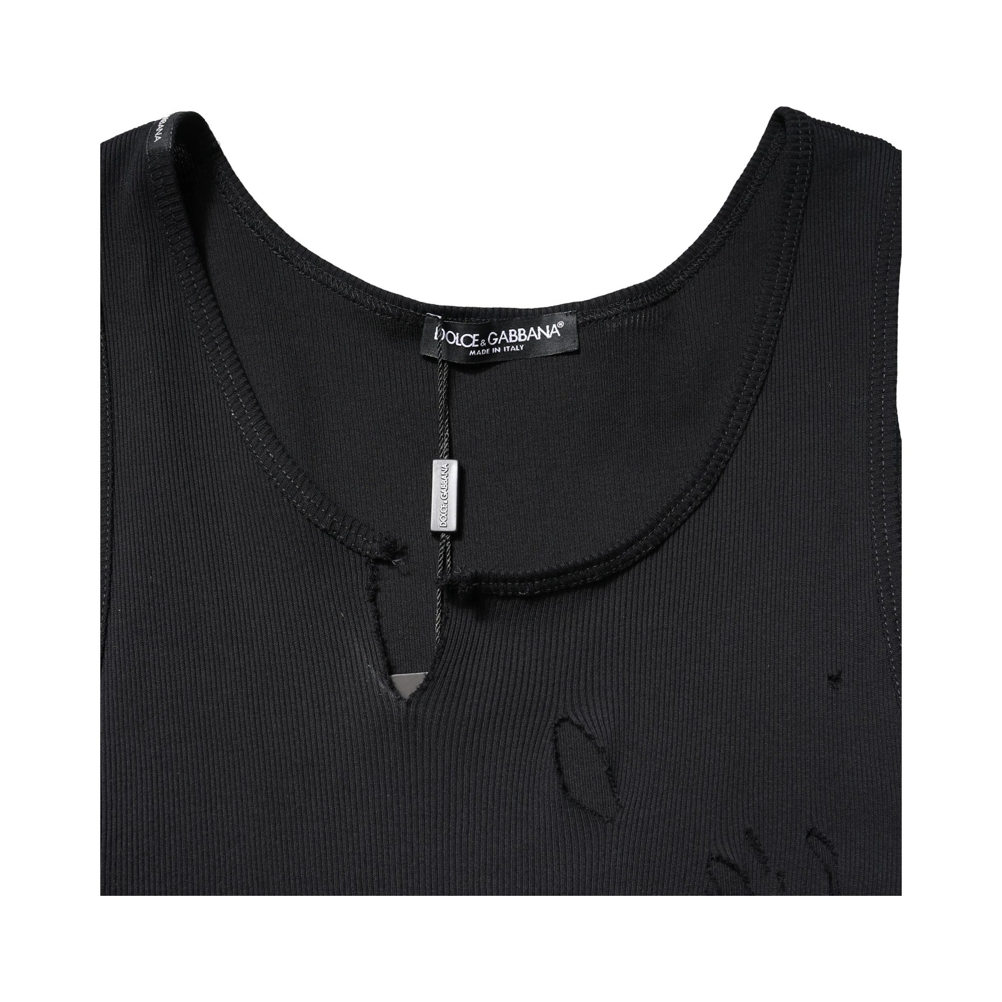 Black Cotton Rip Style Sleeveless Men Tank T-shirt