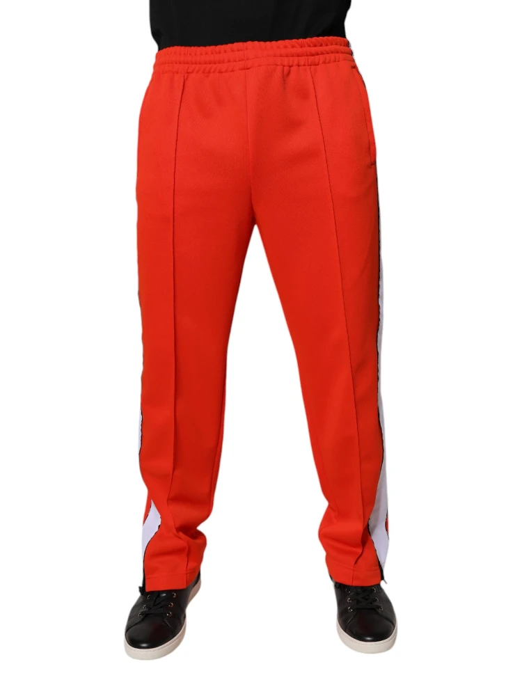 Red White Mid Waist Men Jogger Sweatpants Pants