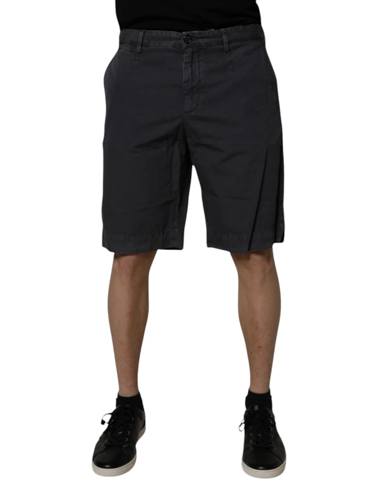 Dark Gray Cotton Mid Waist Men Bermuda Shorts alternative