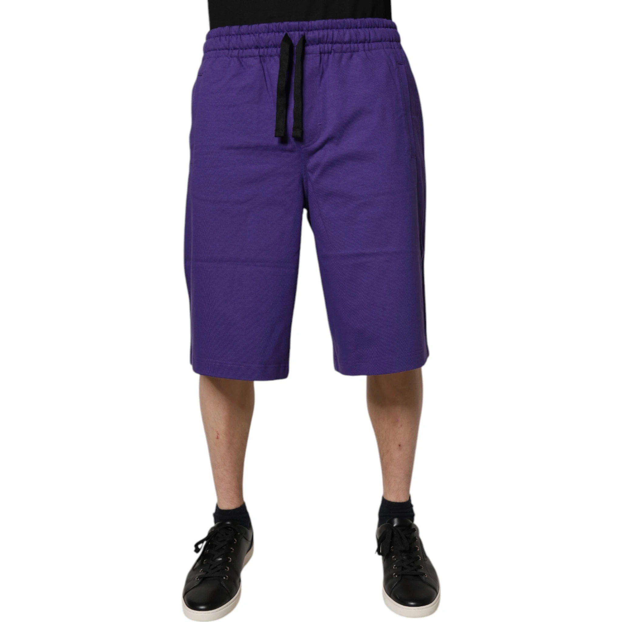 Purple Cotton Men Bermuda Sweatshorts Shorts