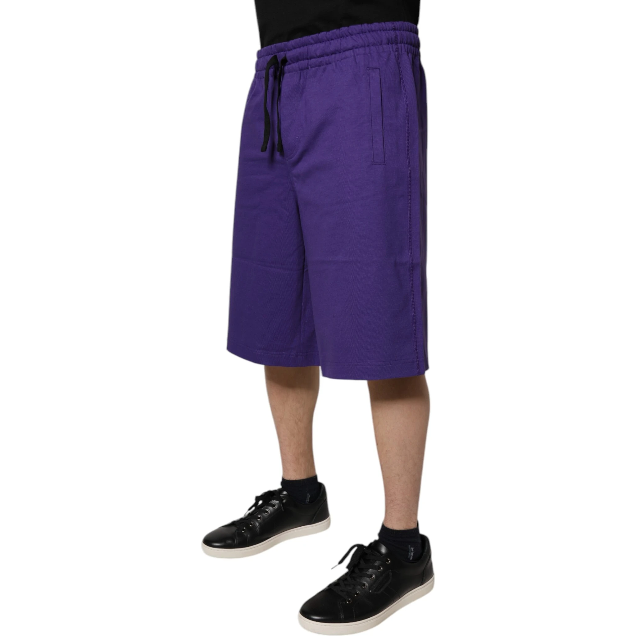 Purple Cotton Men Bermuda Sweatshorts Shorts