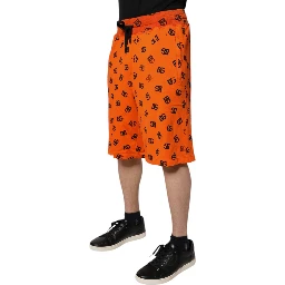 Orange Logo Monogram Cotton Bermuda Shorts