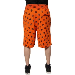 Orange Logo Monogram Cotton Bermuda Shorts