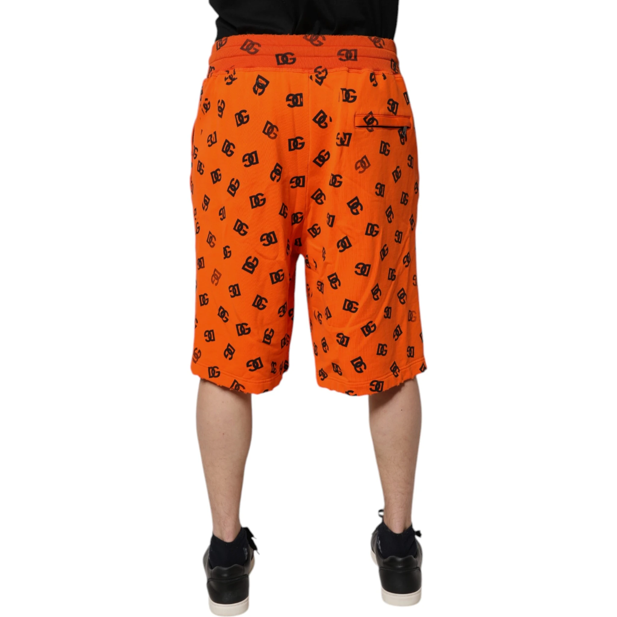 Orange Logo Monogram Cotton Bermuda Shorts