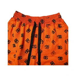 Orange Logo Monogram Cotton Bermuda Shorts