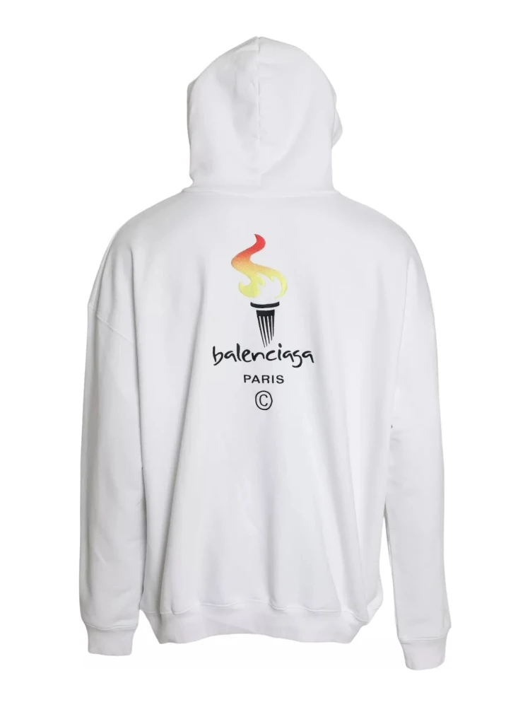 White Cotton Logo Hooded Pullover Oversize Sweater alternative