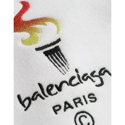 White Cotton Logo Hooded Pullover Oversize Sweater