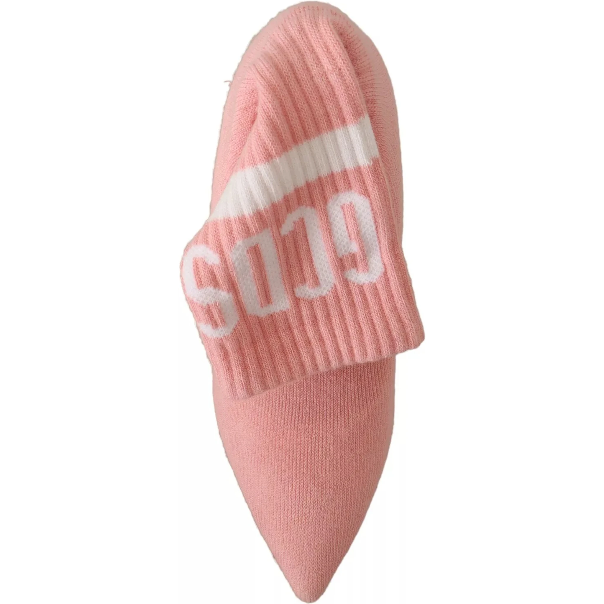 Pink Suede Logo Socks Block Heel Ankle Boots Shoes