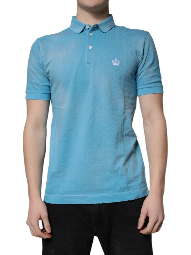 Blue Cotton Crown Collared Men Polo T-shirt alternative