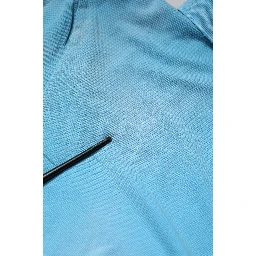 Blue Cotton Crown Collared Men Polo T-shirt