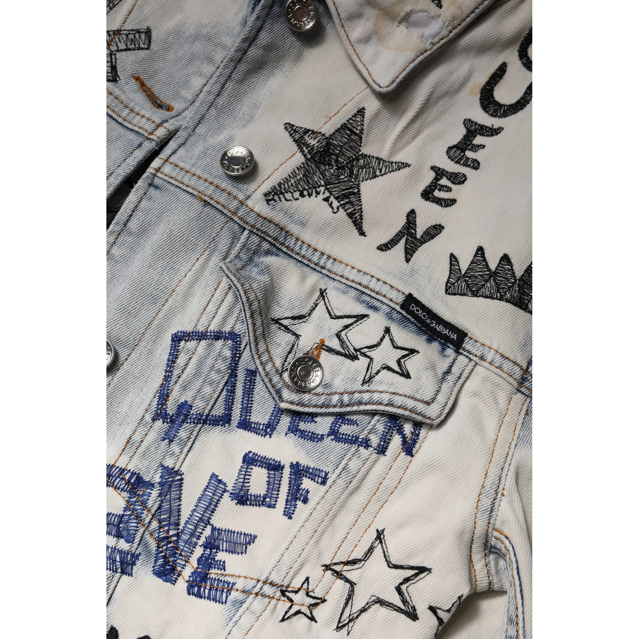 Light Blue Graffiti Button Down Denim Jacket