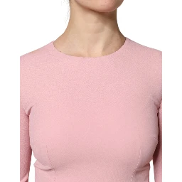Pink A-line Flare Viscose 3/4 Sleeves Dress
