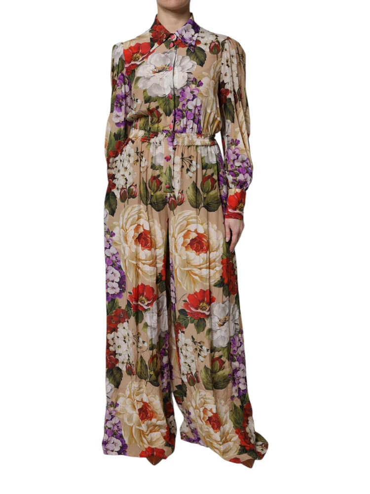 Multicolor Floral Wide Leg Jumpsuit Dress alternative