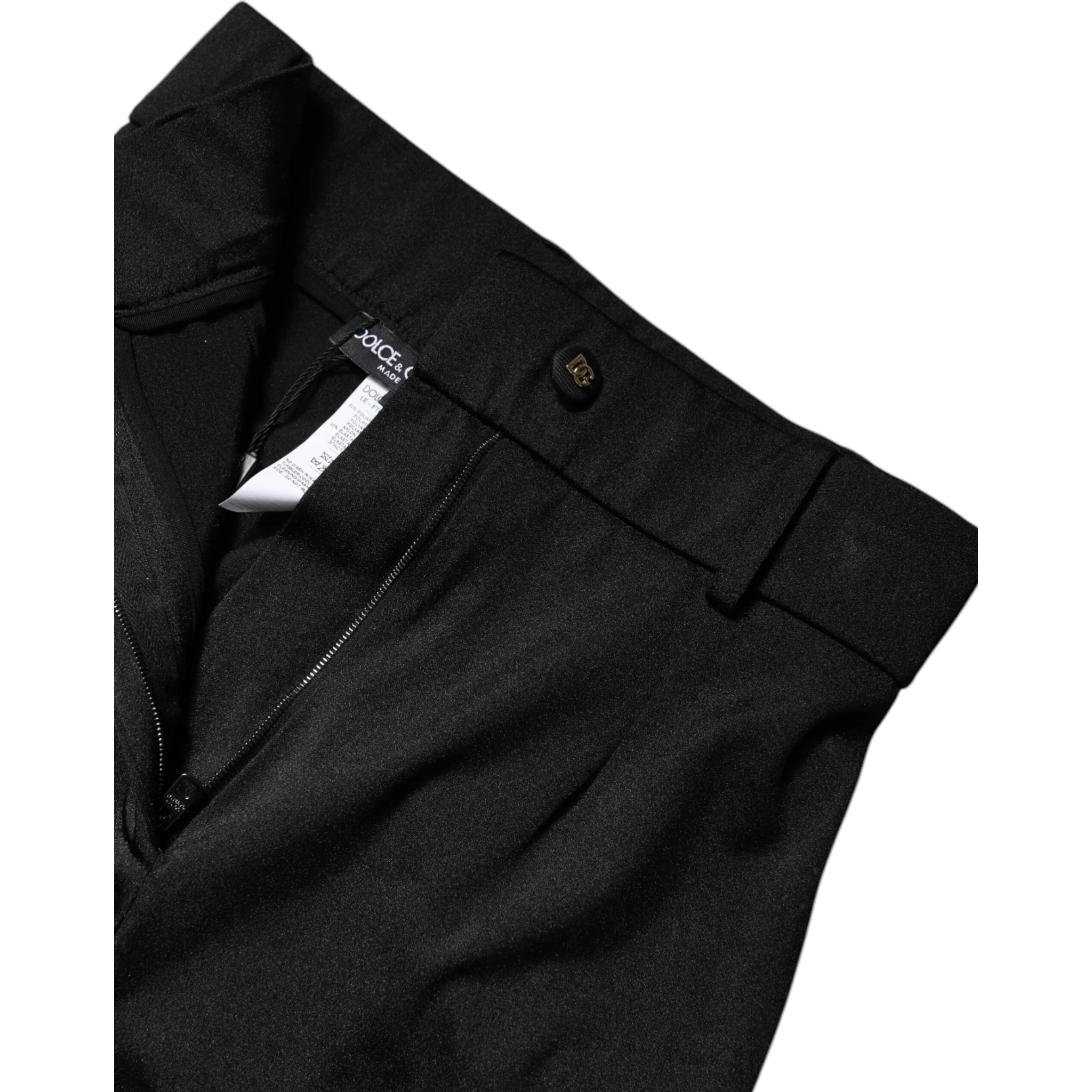 Black Nylon High Waist Slim Fit Pants