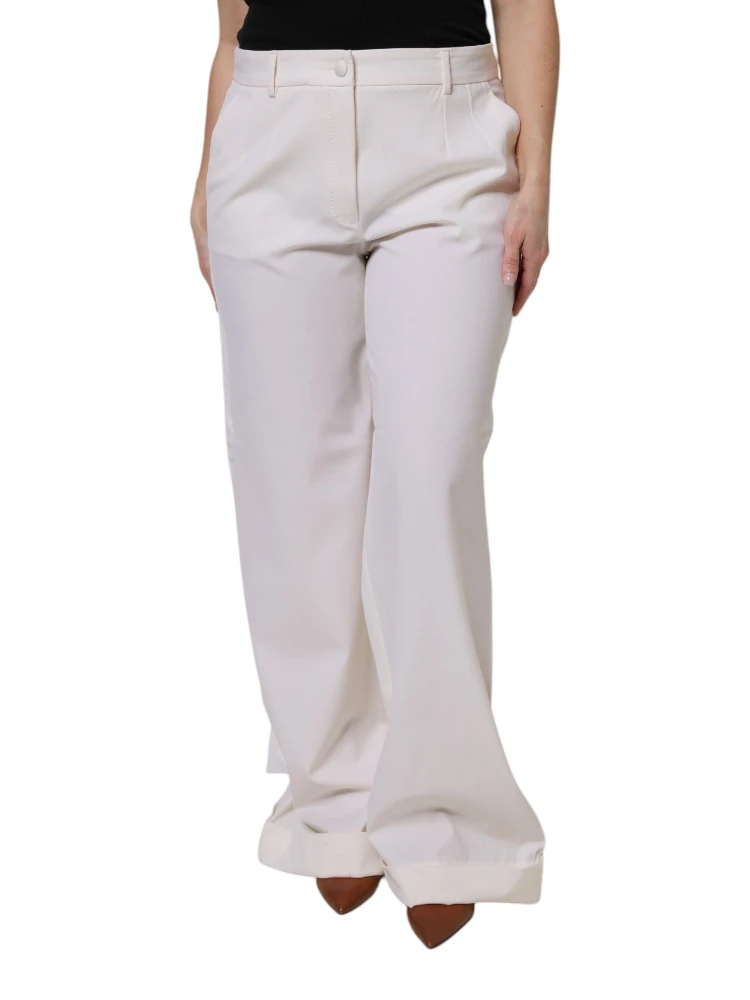 White Wool Mid Waist Wide Leg Pants alternative