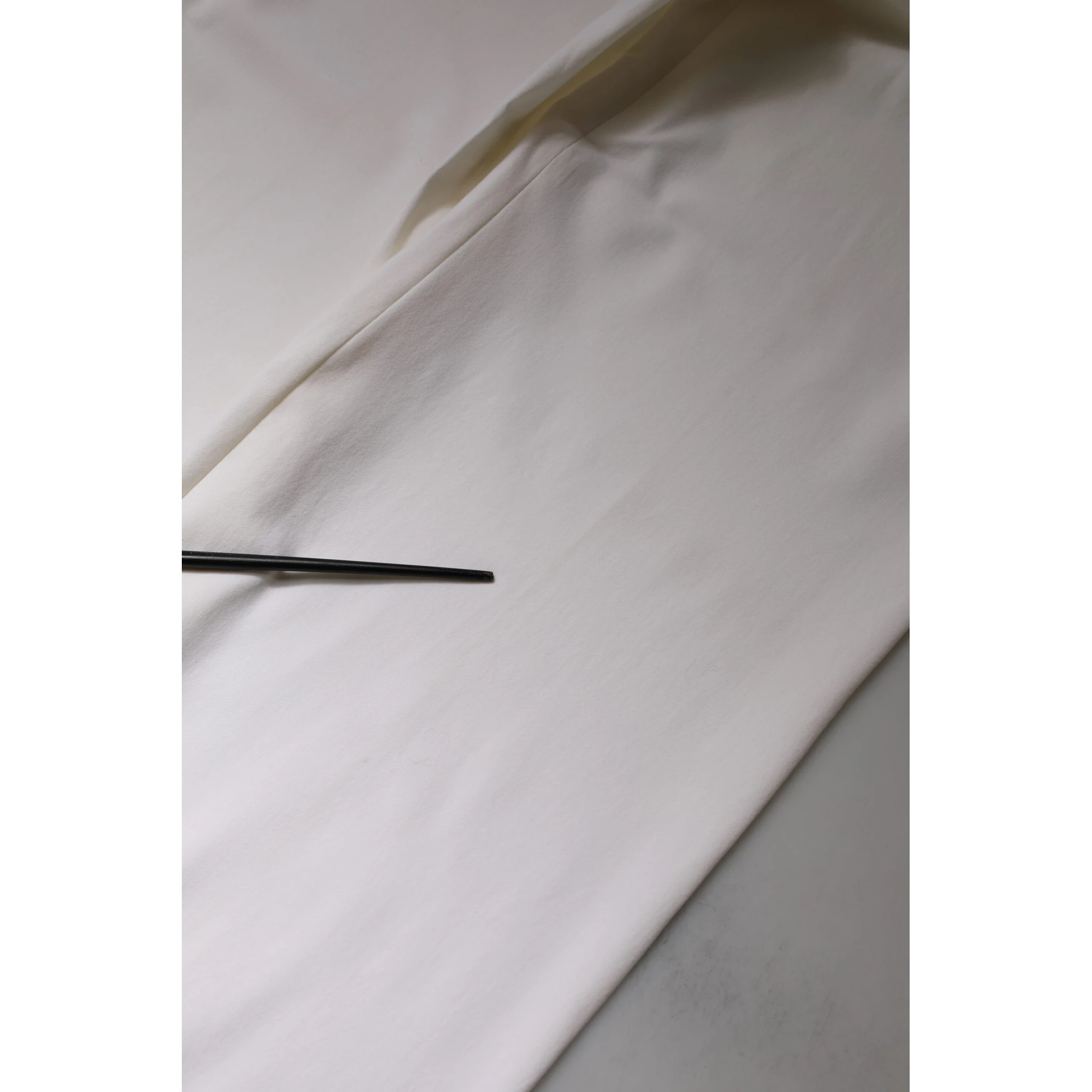 White Wool Mid Waist Wide Leg Pants
